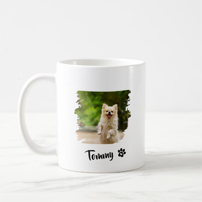 Custom Pet Photo Mug with Name & Modern Typography (Left)