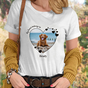 Custom Pet Photo My Heart Belongs To Dog Lover T-Shirt