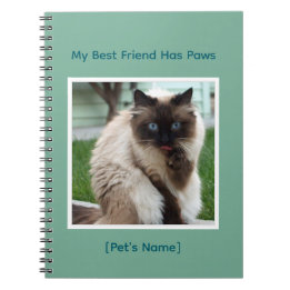 Custom Pet Photo & Name College Ruled Spiral       Notebook