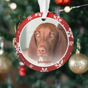 Custom Pet Photo & Name Festive Christmas Ornament