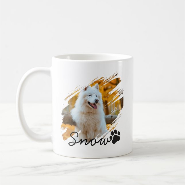 Custom Pet Photo & Name Modern Brushstroke Mug (Left)