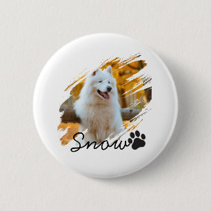 Custom Pet Photo & Name Modern Brushstroke Mug 6 Cm Round Badge