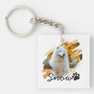 Custom Pet Photo & Name Modern Brushstroke Mug Key Ring