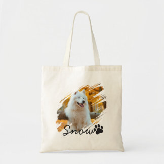 Custom Pet Photo & Name Modern Brushstroke Mug Tote Bag
