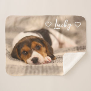 Custom Pet Photo & Name Sherpa Blanket