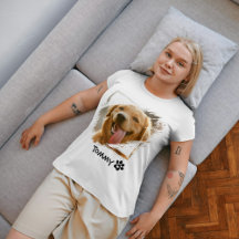 Custom Pet Photo & Name T-Shirt with Modern Typogr