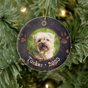 Custom Pet Photo Name Year Ceramic Ornament