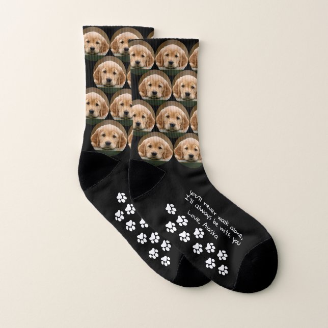 Custom Pet Photo Never Walk Alone Memorial Dog Socks (Pair)