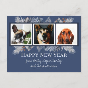 Custom Pet Photo New Year Postcard