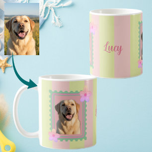 Custom Pet Photo Pastel Postage Stamp with Name Coffee Mug