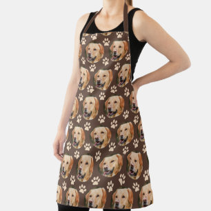 Custom Pet Photo Pattern Dog Brown Apron