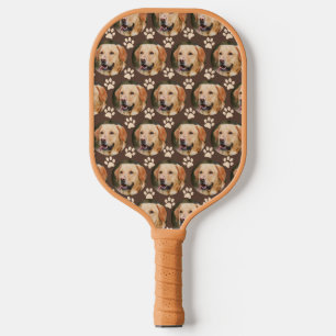 Custom Pet Photo Pattern Dog Brown Pickleball Paddle