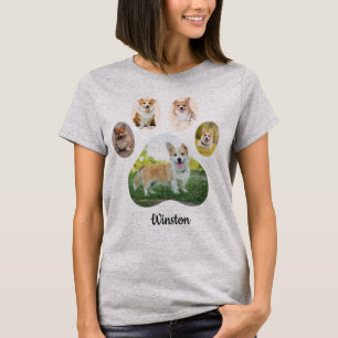 Custom Pet Photo Paw Print Collage T-Shirt
