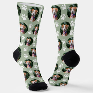 Custom Pet Photo Paw Print Pattern Socks