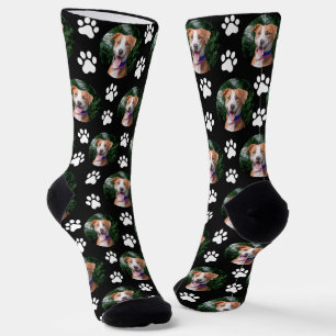 Custom Pet Photo Paw Print Pattern Socks