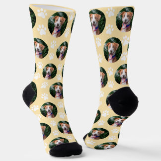 Custom Pet Photo Paw Print Pattern Socks