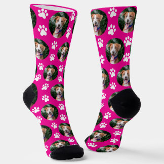 Custom Pet Photo Paw Print Pattern Socks