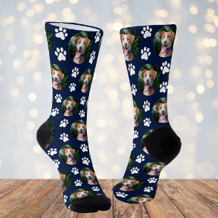 Custom Pet Photo Paw Print Pattern Socks