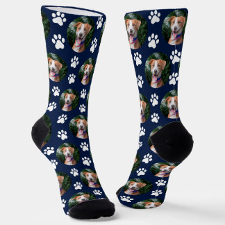 Custom Pet Photo Paw Print Pattern Socks