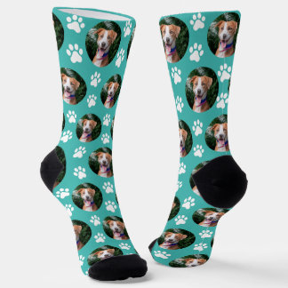 Custom Pet Photo Paw Print Pattern Socks