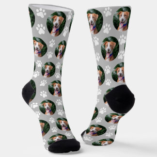 Custom Pet Photo Paw Print Pattern Socks