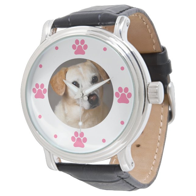 Custom Pet Photo Paws Personalised Watch (Angled)