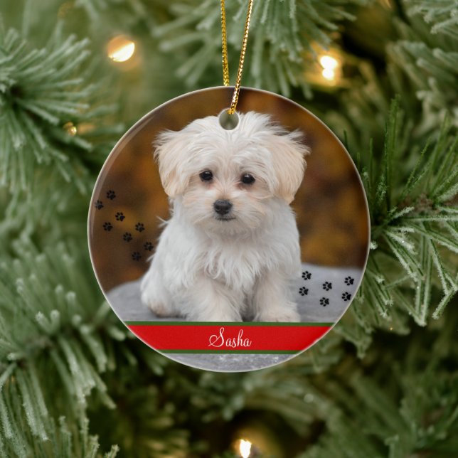Custom Pet Photo ~ Personalised Double Sided Ceramic Ornament (Tree)