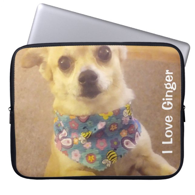 Custom Pet Photo  Personalised Message or Name Laptop Sleeve (Front)