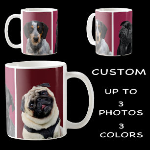 Custom Pet Photo Personalized with 3 colors/3 dogs Coffee Mug