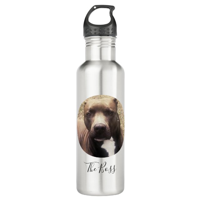 Custom Pet Photo Pit Bull Dog 710 Ml Water Bottle (Front)