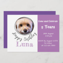 Custom Pet Photo Puppy Dog Birthday Invitation