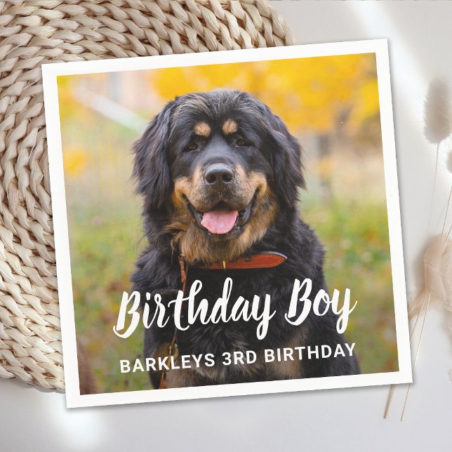 Custom Pet Photo Puppy Dog Birthday Party Napkin (Creator Uploaded)