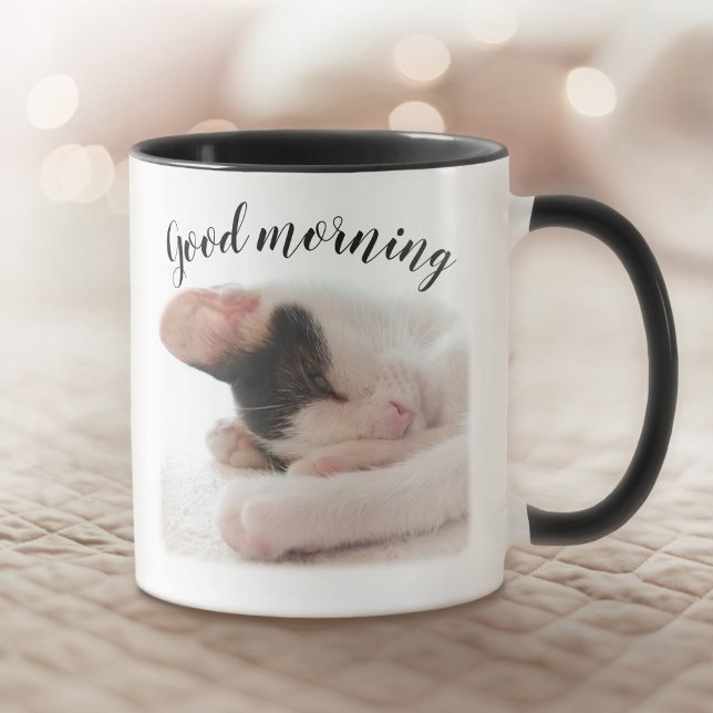 Custom Pet Photo & Quote Good Morning Personalized Mug (Creator Uploaded)