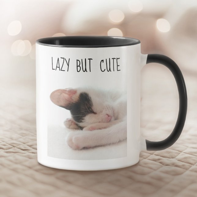 Custom Pet Photo Quote Lazy But Cute Personalised Mug (Creator Uploaded)