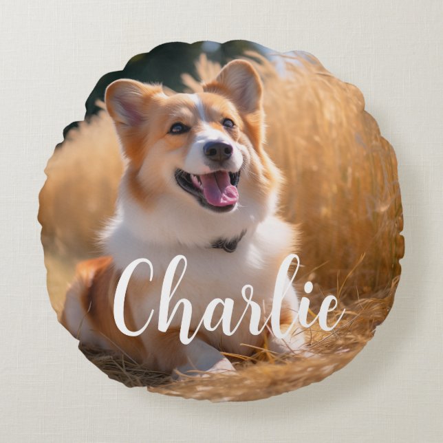 Custom Pet Photo Round Cushion (Front)