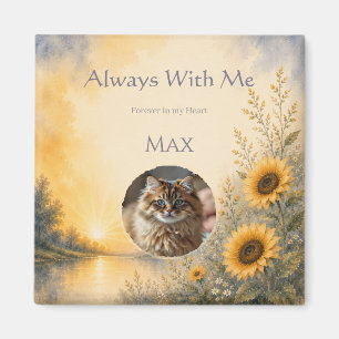 Custom Pet Photo Sunflower Memorial Magnet