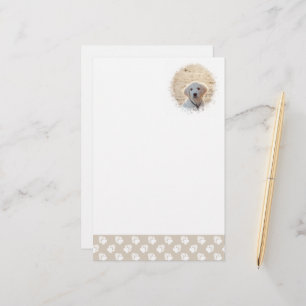 Custom Pet Photo Template With Beige & White Paws Stationery