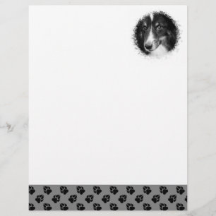 Custom Pet Photo Template With Black Paws On Grey Custom Letterhead
