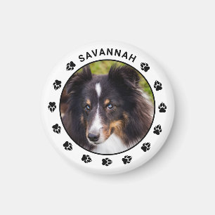 Custom Pet Photo Template With Paws & Name Magnet