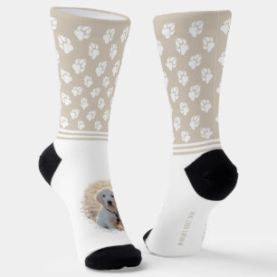 Custom Pet Photo Templates And White Paws On Beige Socks