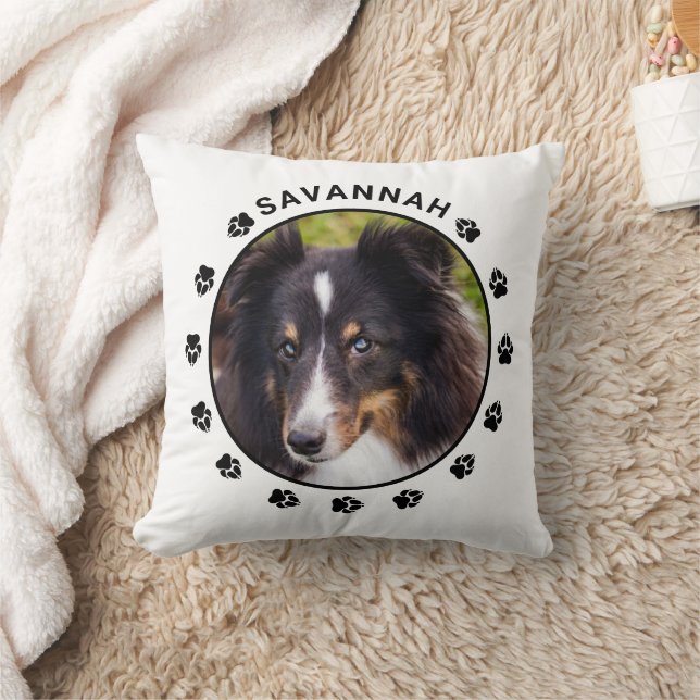 Custom Pet Photo Templates With Paws & Text Cushion (Blanket)