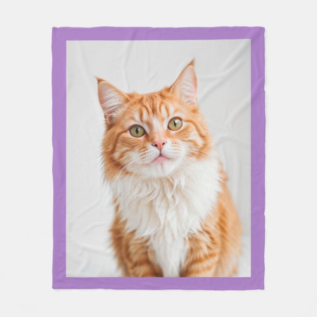 Custom Pet Photo Violet Cat Dog Pictures Fleece Blanket (Front)