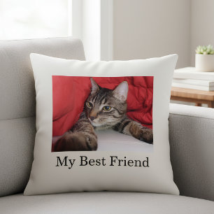Custom Pet Photo With Funny Text Personalised Cat Cushion