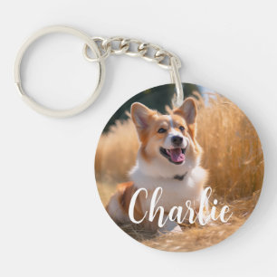 Custom Pet Photo with Name Key Ring