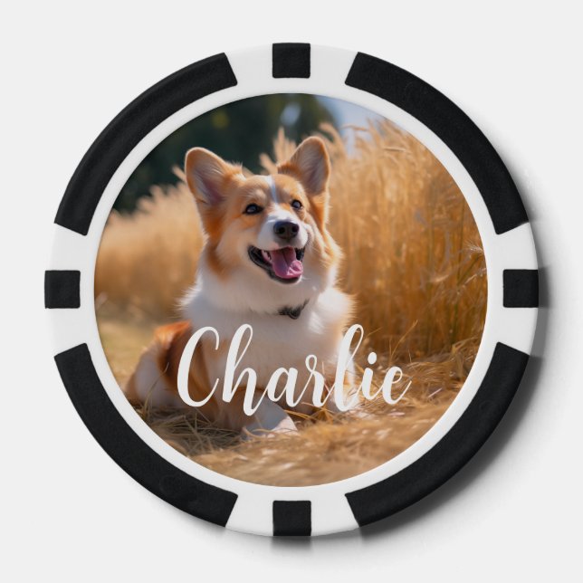 Custom Pet Photo with Name Poker Chips (Front)