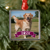 Custom Pet Photo with Year and Paw Ribbon