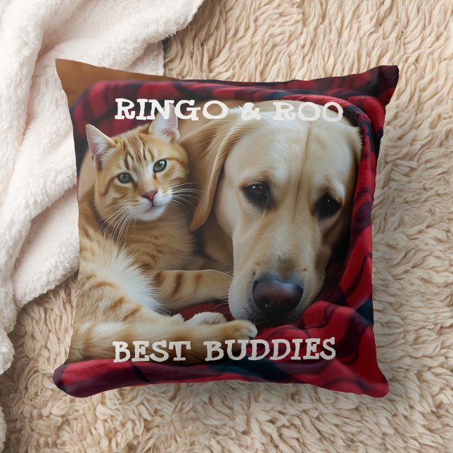 Custom Pet Pillow Best Buddies Cat Dog Names Gift  (Creator Uploaded)