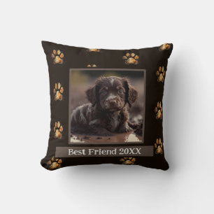 Custom Pet Pillow - Dog Photo - Muddy Paw Prints