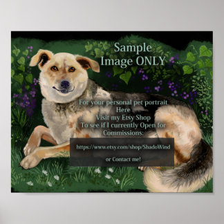 Custom Pet Portrait Digital Painting Poster