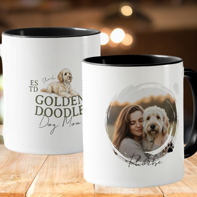 Custom Pet Portrait Dog Mum Golden Doodle Mug (Elevate your kitchen set with this Custom Pet Portrait Dog Mom Golden Doodle mug! )